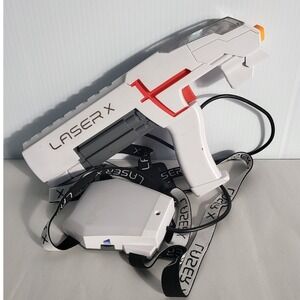 Laser X Single Laser Tag Gaming Blaster Gun with Receiver White Red